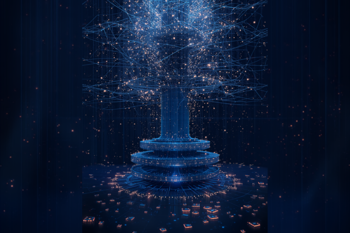 Kimi K3 open weight model illustrated as a glowing AI neural network rising from a base of memory chips