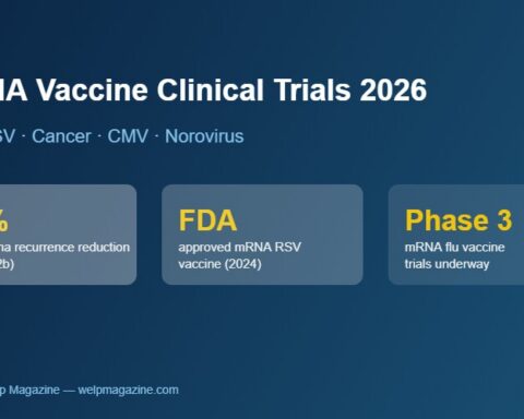 mRNA vaccine clinical trials 2026 comparison infographic showing flu RSV and cancer programs