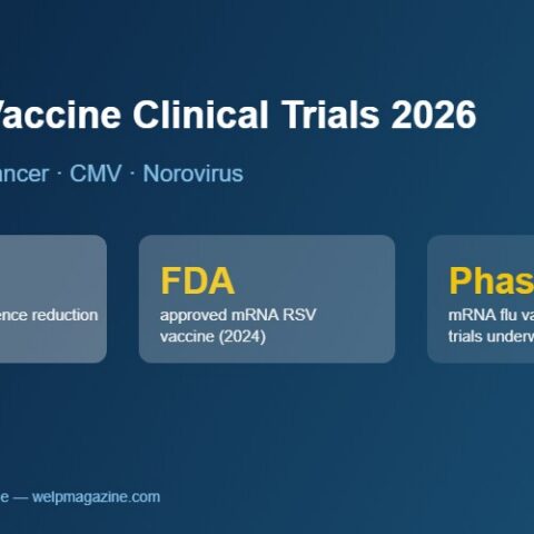 mRNA vaccine clinical trials 2026 comparison infographic showing flu RSV and cancer programs