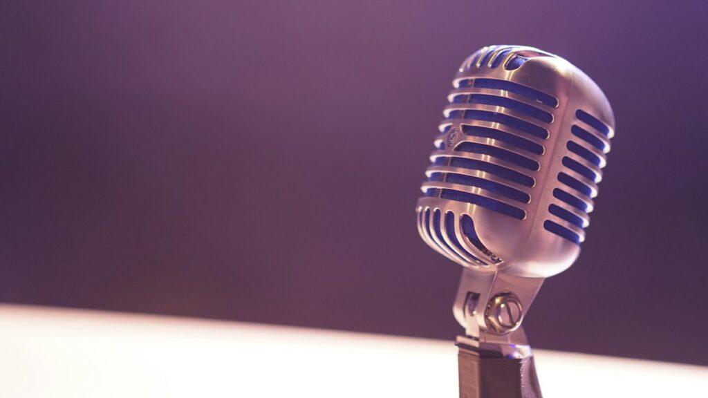 Voice AI agents microphone representing AI voice agents in healthcare and customer service