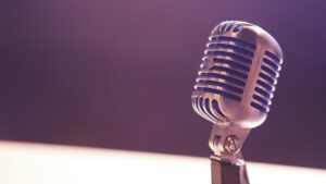 Voice AI agents microphone representing AI voice agents in healthcare and customer service