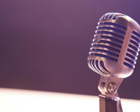 Voice AI agents microphone representing AI voice agents in healthcare and customer service